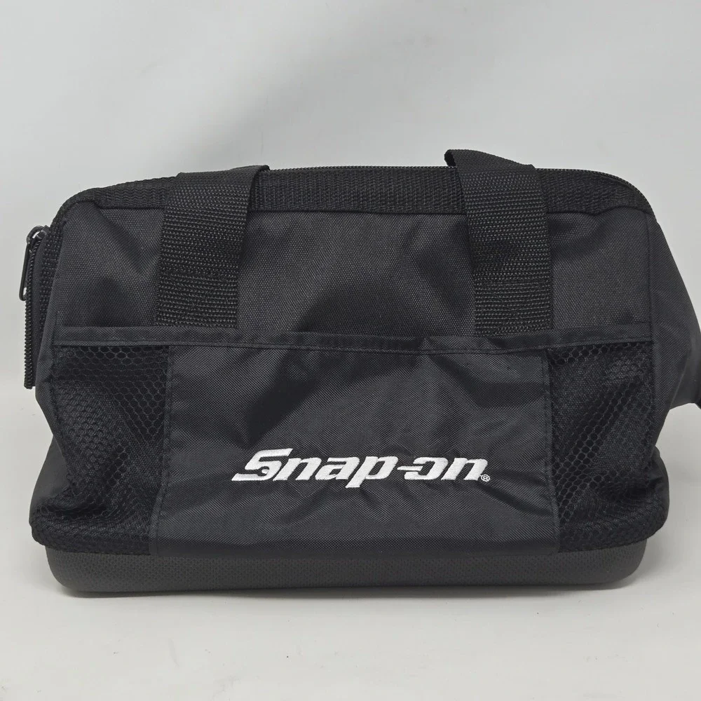 Snap-on Tools Insulated Lunch Bag Black Cooler Hard Bottom Mesh Pockets